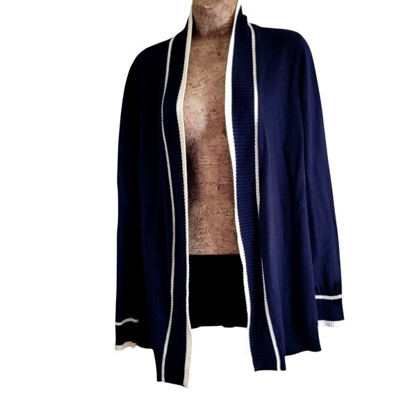 Talbots Apres Sail Blue Open Graphic Nautical  Sweater Size M - Picture 2 of 13